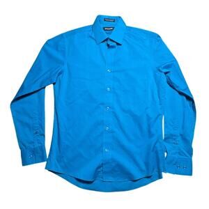 Pierre Cardin Teal Blue Slim Fit Button Down Shirt